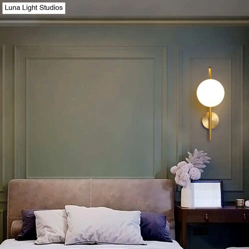 DecorBites™ Postmodern Brass Wall Sconce: White Glass Geometric Wall Lighting for Living Room