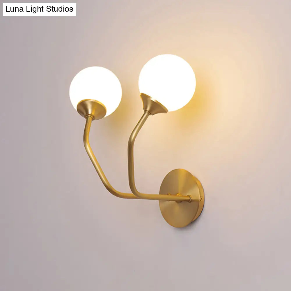 DecorBites™ Postmodern Brass Wall Sconce: White Glass Geometric Wall Lighting for Living Room