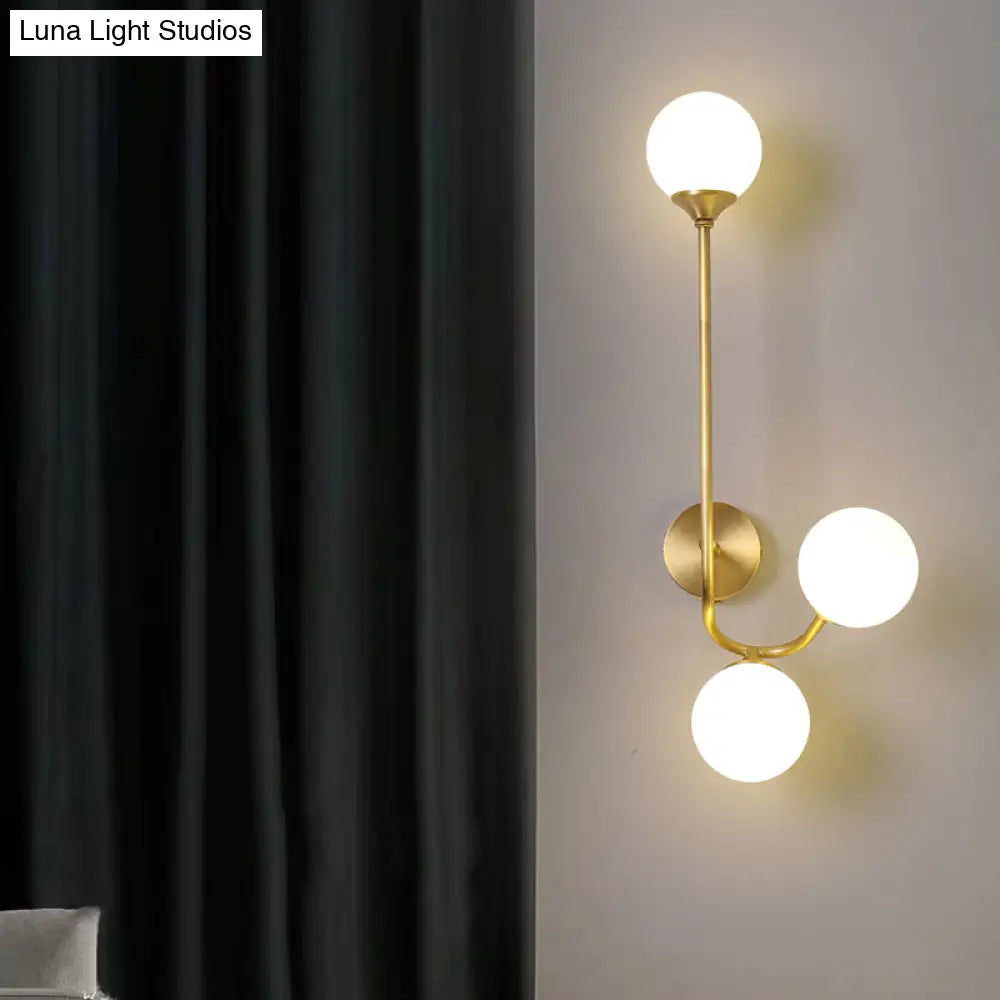 DecorBites™ Postmodern Brass Wall Sconce: White Glass Geometric Wall Lighting for Living Room