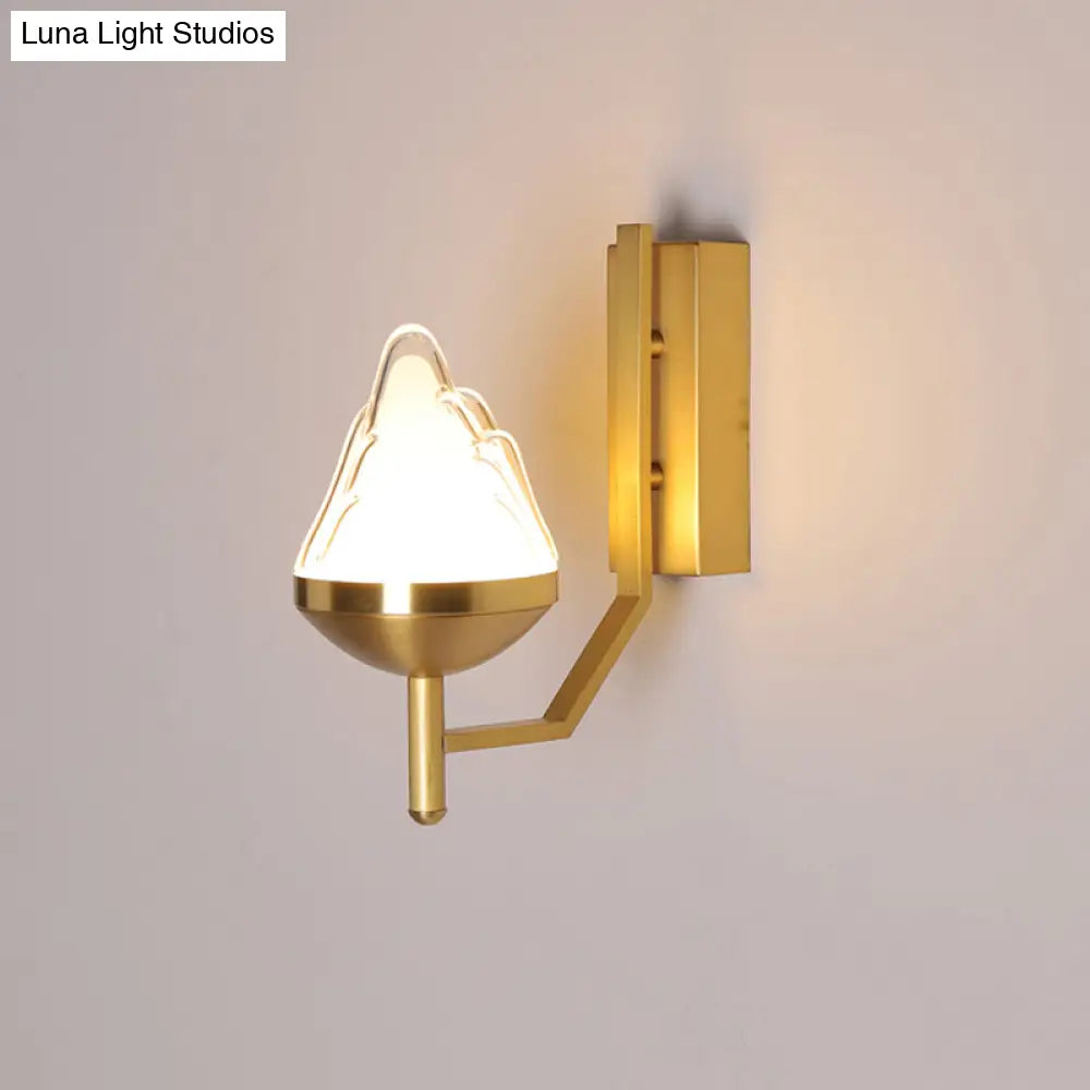 DecorBites™ Postmodern Brass Wall Sconce: White Glass Geometric Wall Lighting for Living Room