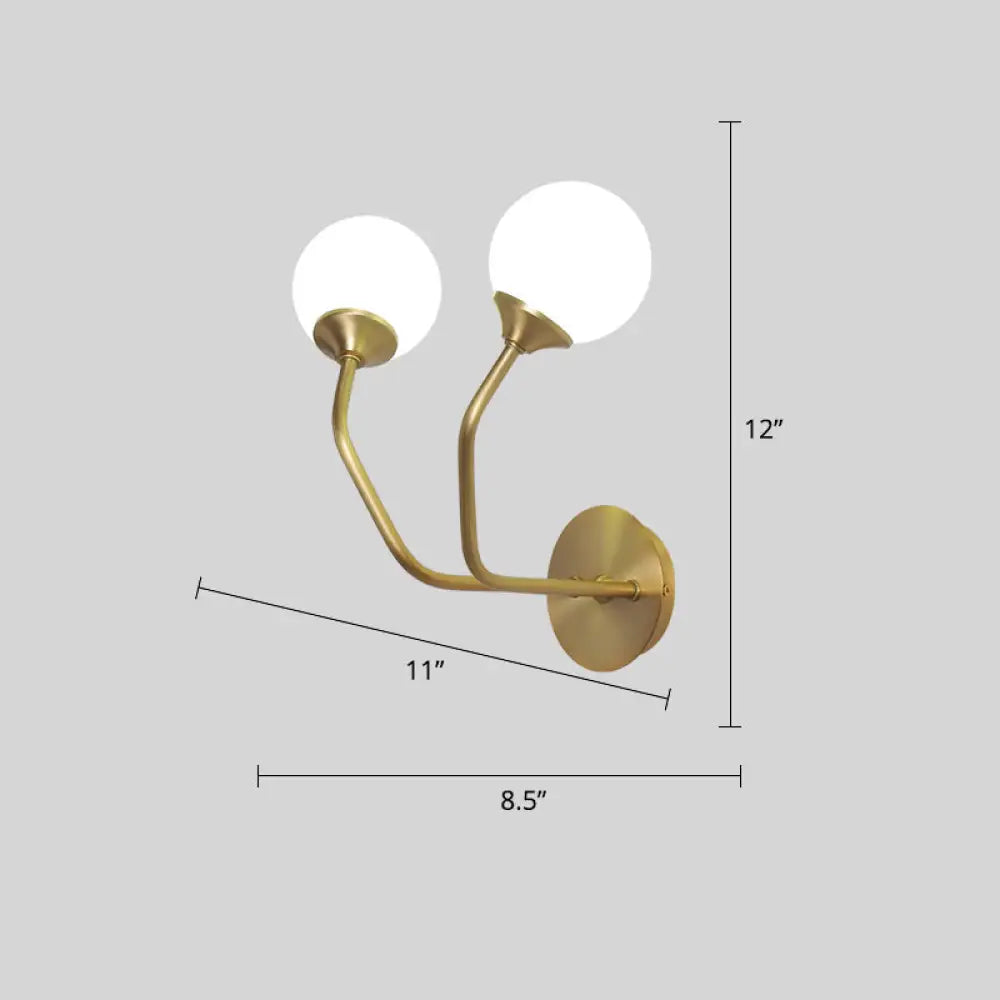 DecorBites™ Postmodern Brass Wall Sconce: White Glass Geometric Wall Lighting for Living Room