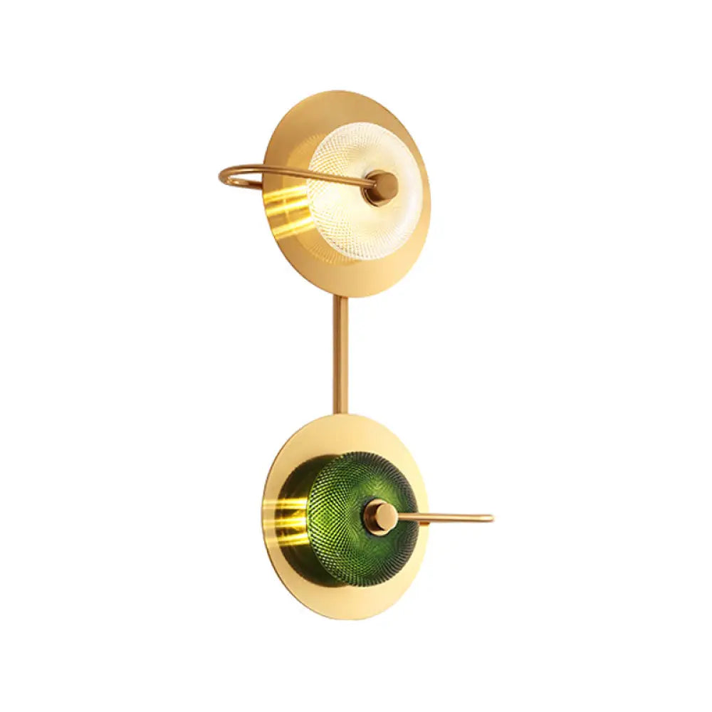 DecorBites™ Postmodern Brushed Gold Glass Disc Wall Sconce - Wall Mounted Lamp for Living Room