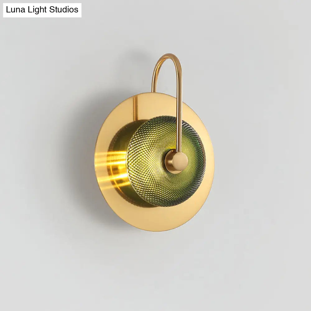 DecorBites™ Postmodern Brushed Gold Glass Disc Wall Sconce - Wall Mounted Lamp for Living Room