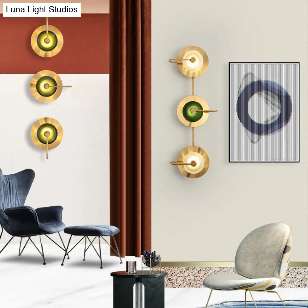 DecorBites™ Postmodern Brushed Gold Glass Disc Wall Sconce - Wall Mounted Lamp for Living Room
