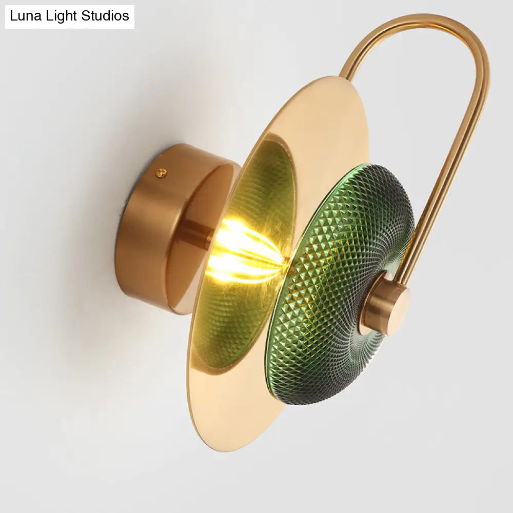 DecorBites™ Postmodern Brushed Gold Glass Disc Wall Sconce - Wall Mounted Lamp for Living Room