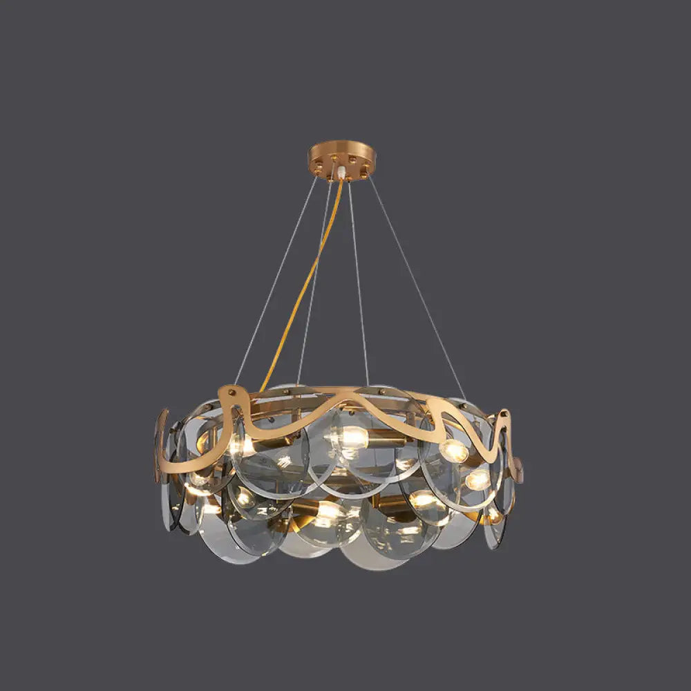 DecorBites™ Postmodern Circle Pendant Light: Glass Brass Restaurant Island Fixture