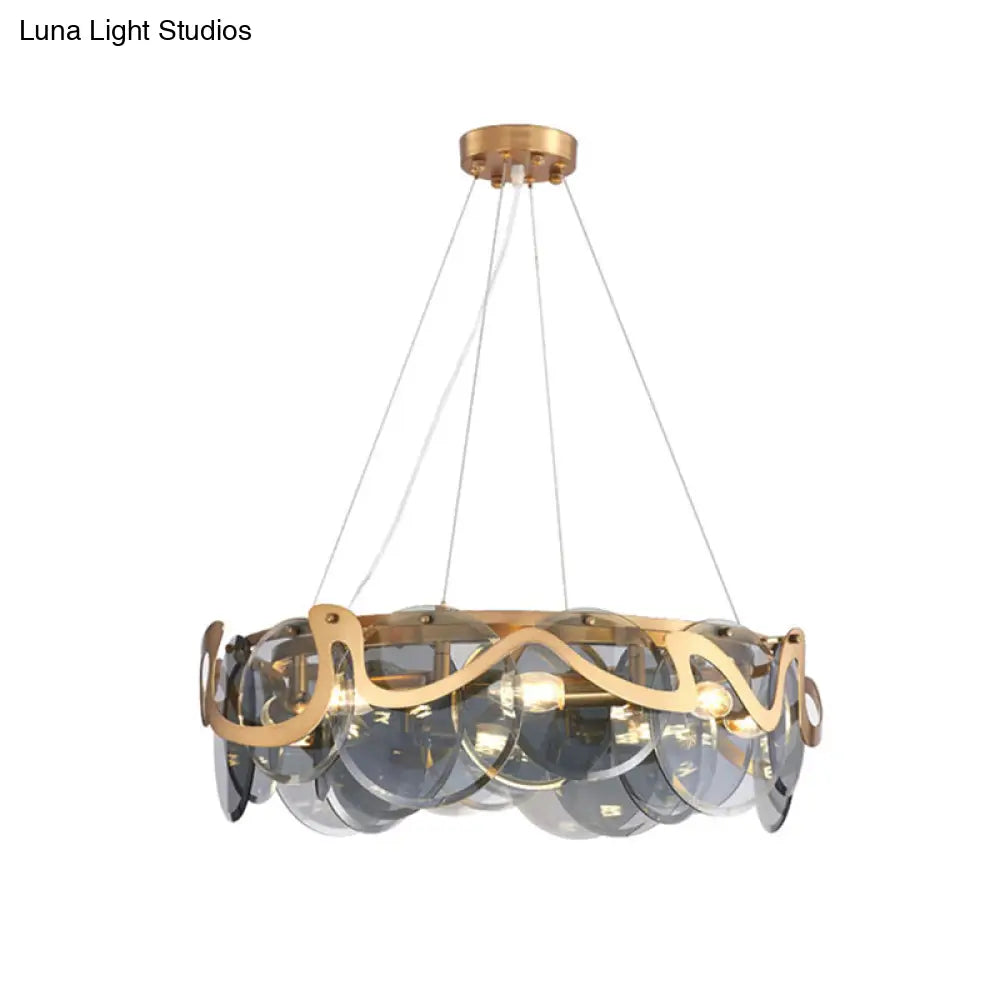 DecorBites™ Postmodern Circle Pendant Light: Glass Brass Restaurant Island Fixture