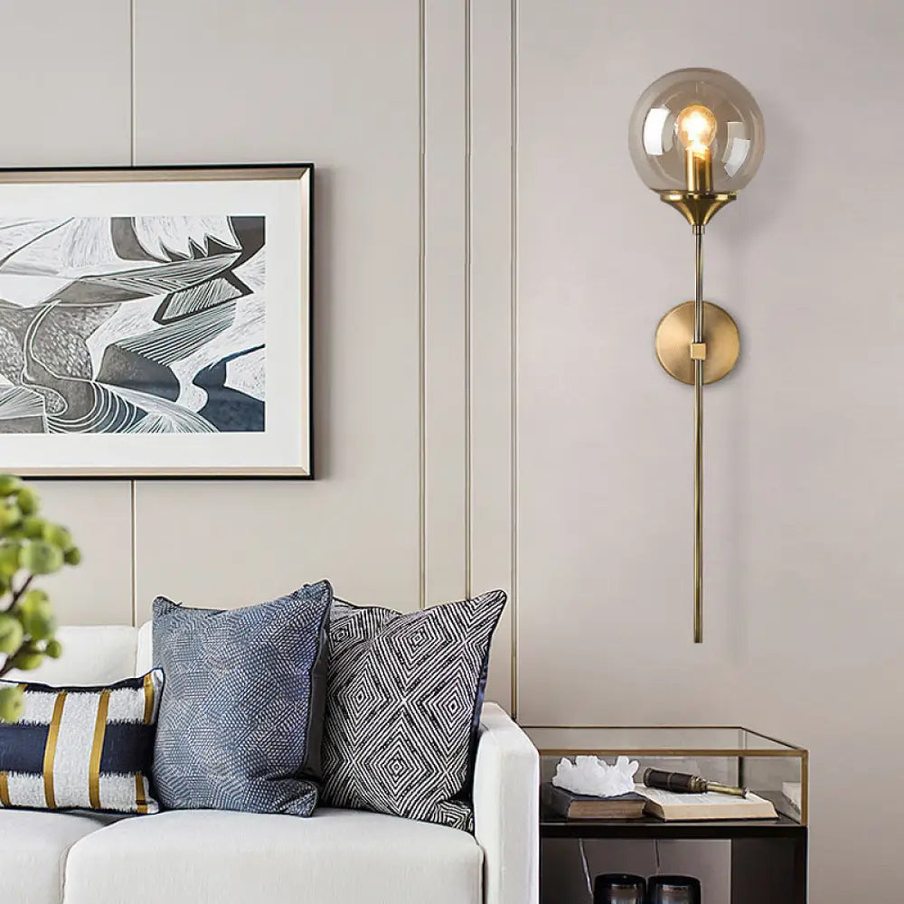 DecorBites™ Postmodern Clear/Amber/Smoke Grey Glass Single Brass Wall Lamp