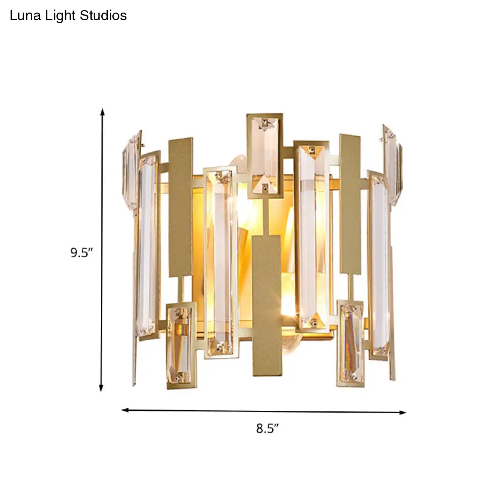DecorBites™ Postmodern Crystal Block Wall Light Fixture: 1 Light Gold Wall Mount for Living Room