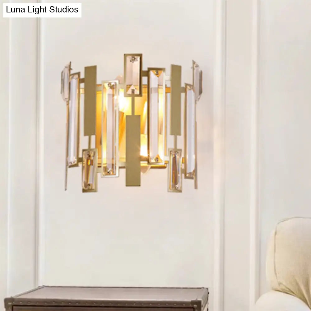 DecorBites™ Postmodern Crystal Block Wall Light Fixture: 1 Light Gold Wall Mount for Living Room