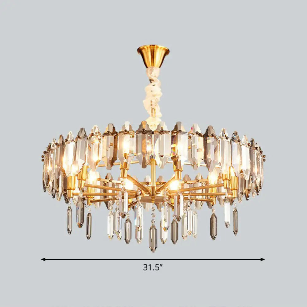 DecorBites™ Postmodern Crystal Chandelier for Living Room with Clear Loop Shade