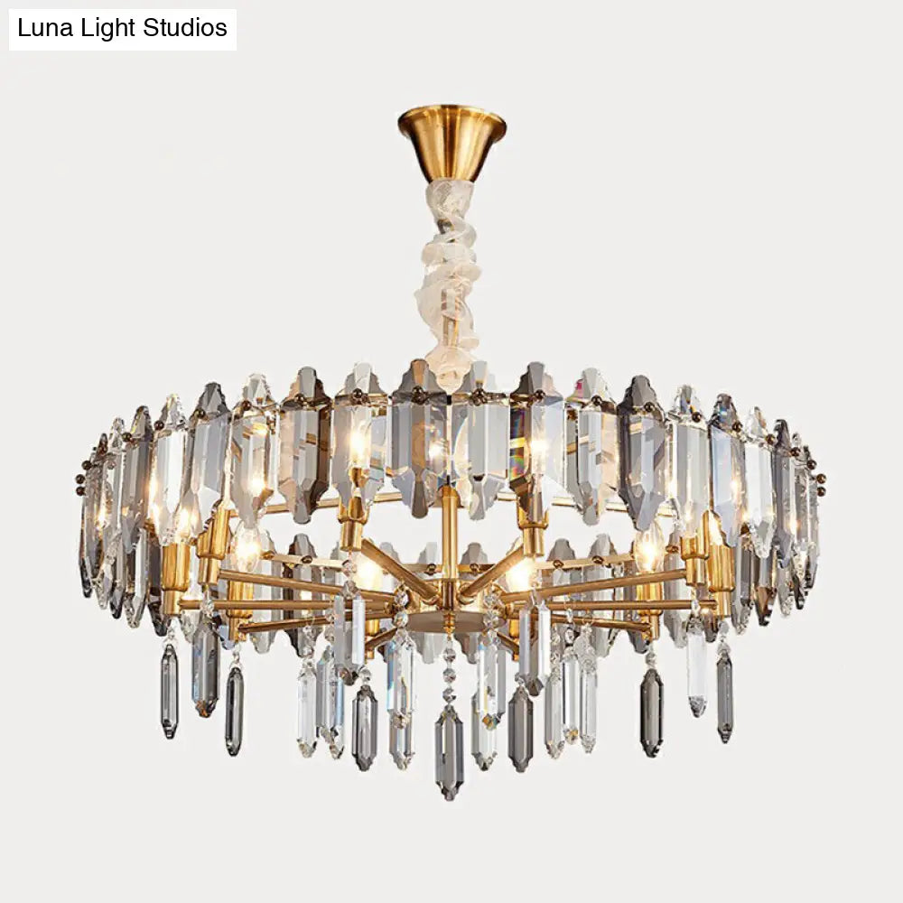 DecorBites™ Postmodern Crystal Chandelier for Living Room with Clear Loop Shade