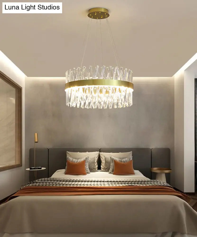 DecorBites™ Postmodern Geometric K9 Crystal Pendant Light in Gold for Bedroom or Island with LED