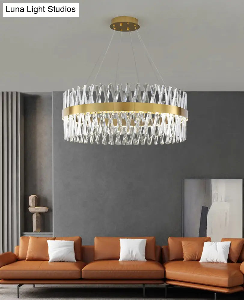 DecorBites™ Postmodern Geometric K9 Crystal Pendant Light in Gold for Bedroom or Island with LED
