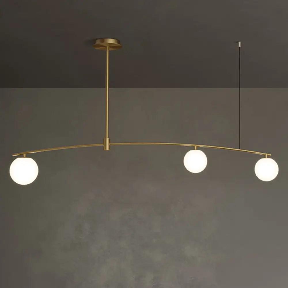 DecorBites™ Postmodern Gold Island Pendant Light with Frosted White Glass Orb Shape