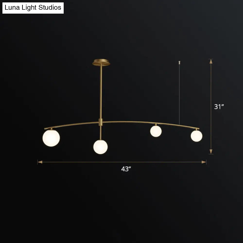 DecorBites™ Postmodern Gold Island Pendant Light with Frosted White Glass Orb Shape