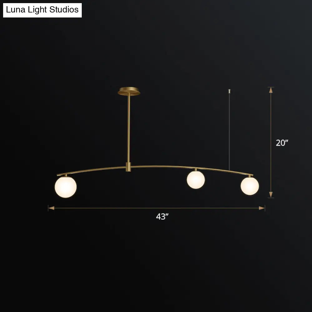 DecorBites™ Postmodern Gold Island Pendant Light with Frosted White Glass Orb Shape