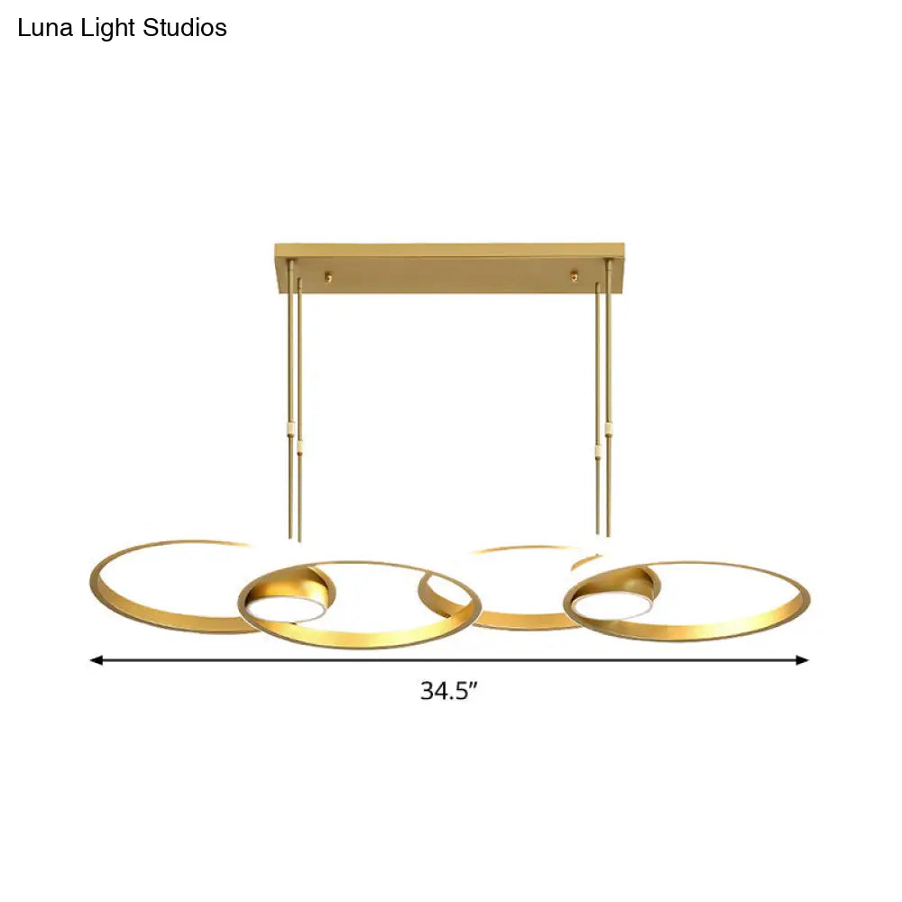 DecorBites™ Postmodern Gold Ring Island Pendant Light Fixture, Metal LED Kit with Warm/White Light