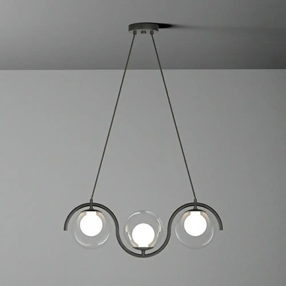 DecorBites™ Postmodern Island Light Fixture: Wavy Metallic Hanging Lamp with Glass Shade