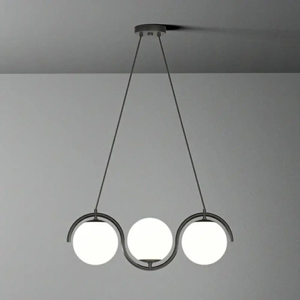 DecorBites™ Postmodern Island Light Fixture: Wavy Metallic Hanging Lamp with Glass Shade