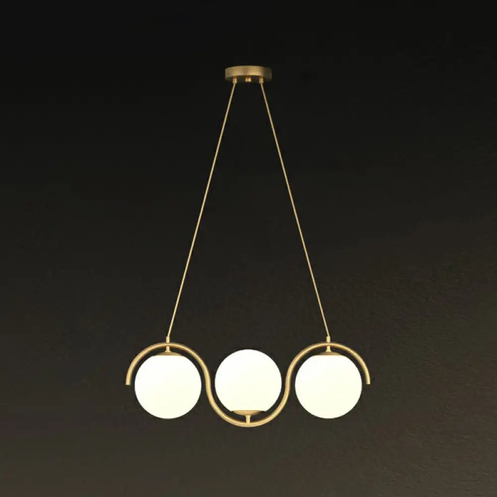 DecorBites™ Postmodern Island Light Fixture: Wavy Metallic Hanging Lamp with Glass Shade
