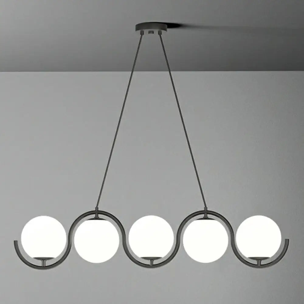 DecorBites™ Postmodern Island Light Fixture: Wavy Metallic Hanging Lamp with Glass Shade