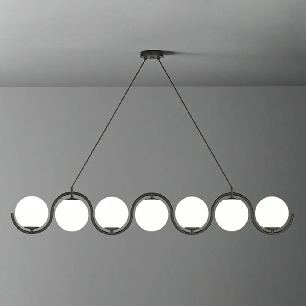 DecorBites™ Postmodern Island Light Fixture: Wavy Metallic Hanging Lamp with Glass Shade