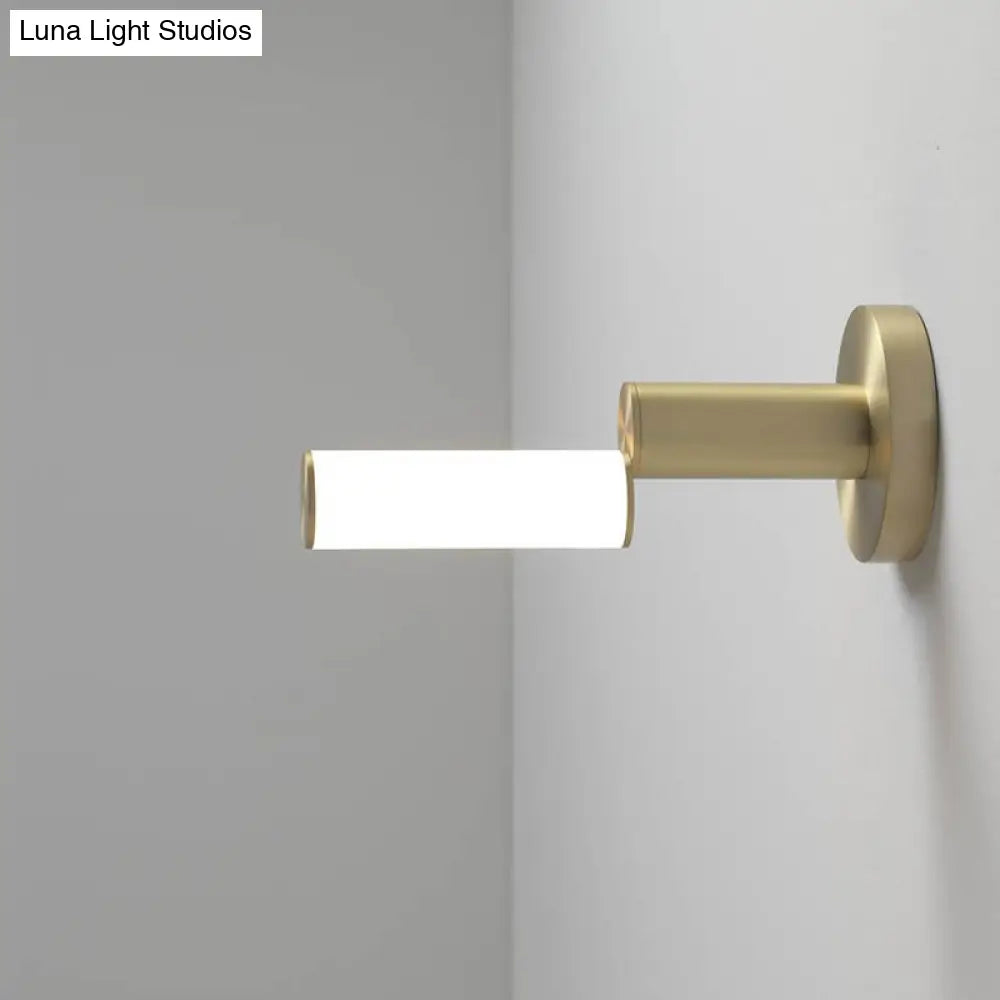 DecorBites™ Postmodern LED Wall Sconce Light with Gold Metal Frame and Pipe Acrylic Shade for Bedroom