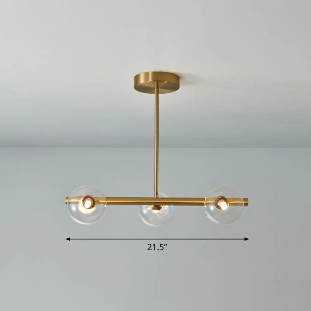 DecorBites™ Postmodern Linear Island Lamp - Glass Pendant Light in Brass for Dining Room