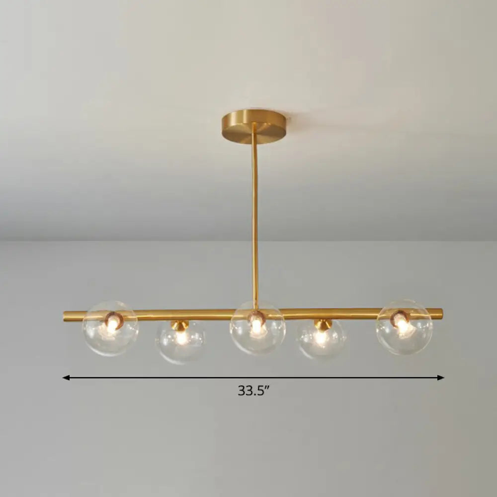 DecorBites™ Postmodern Linear Island Lamp - Glass Pendant Light in Brass for Dining Room