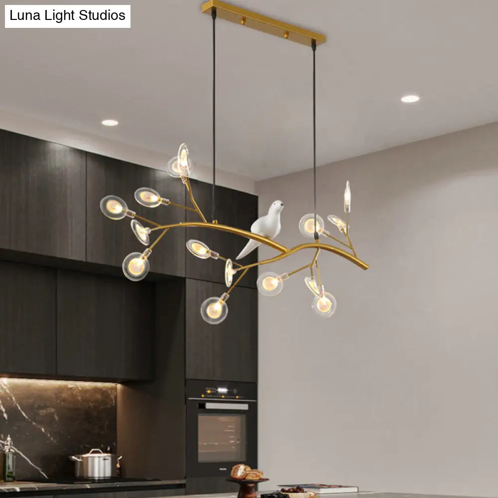 DecorBites™ Postmodern Metal Island Light with Bird and 15-Head Hanging Lamp for Restaurants