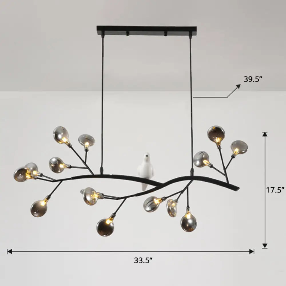 DecorBites™ Postmodern Metal Island Light with Bird and 15-Head Hanging Lamp for Restaurants