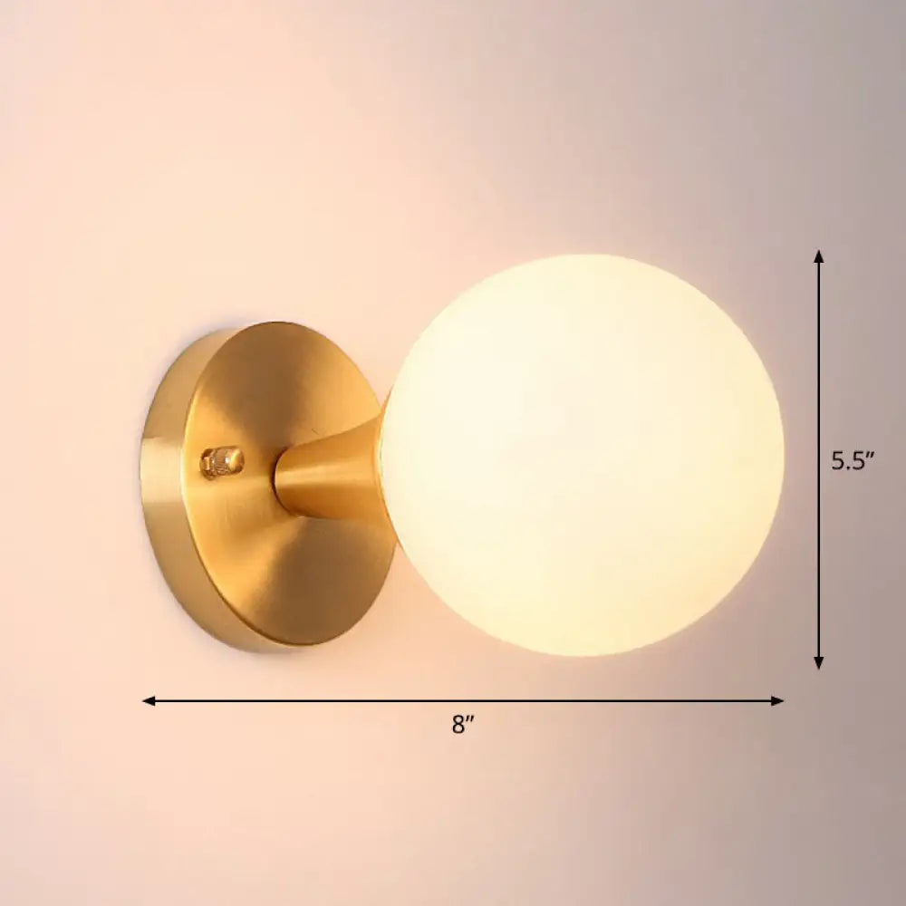 DecorBites™ Postmodern Milk Glass Spherical Wall Lamp in Gold - Living Room Wall Lighting