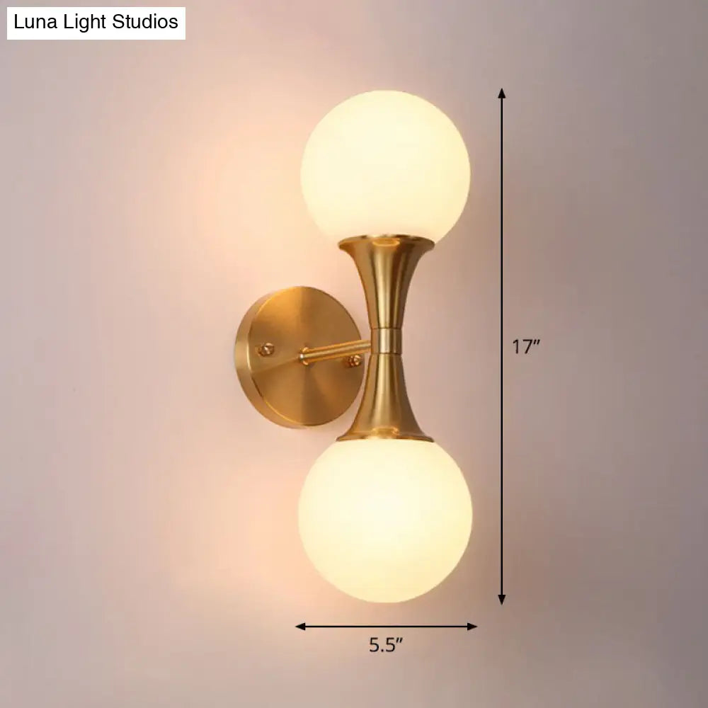 DecorBites™ Postmodern Milk Glass Spherical Wall Lamp in Gold - Living Room Wall Lighting