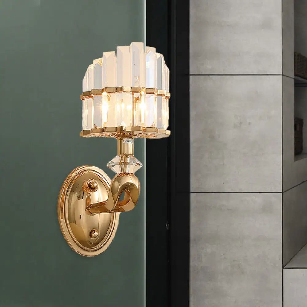 DecorBites™ Postmodern Tri-Sided Crystal Rod Wall Light in Gold - Half-Shade, 1 Head, Wall Mounted Lamp