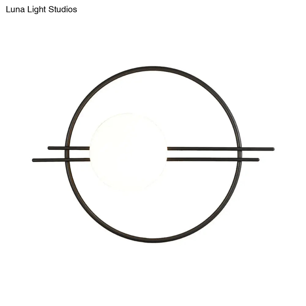 DecorBites™ Postmodern Wall Mounted Sconce Light with White Glass Shade in Black/Brass