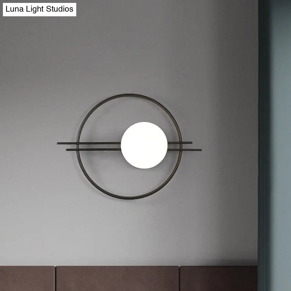 DecorBites™ Postmodern Wall Mounted Sconce Light with White Glass Shade in Black/Brass