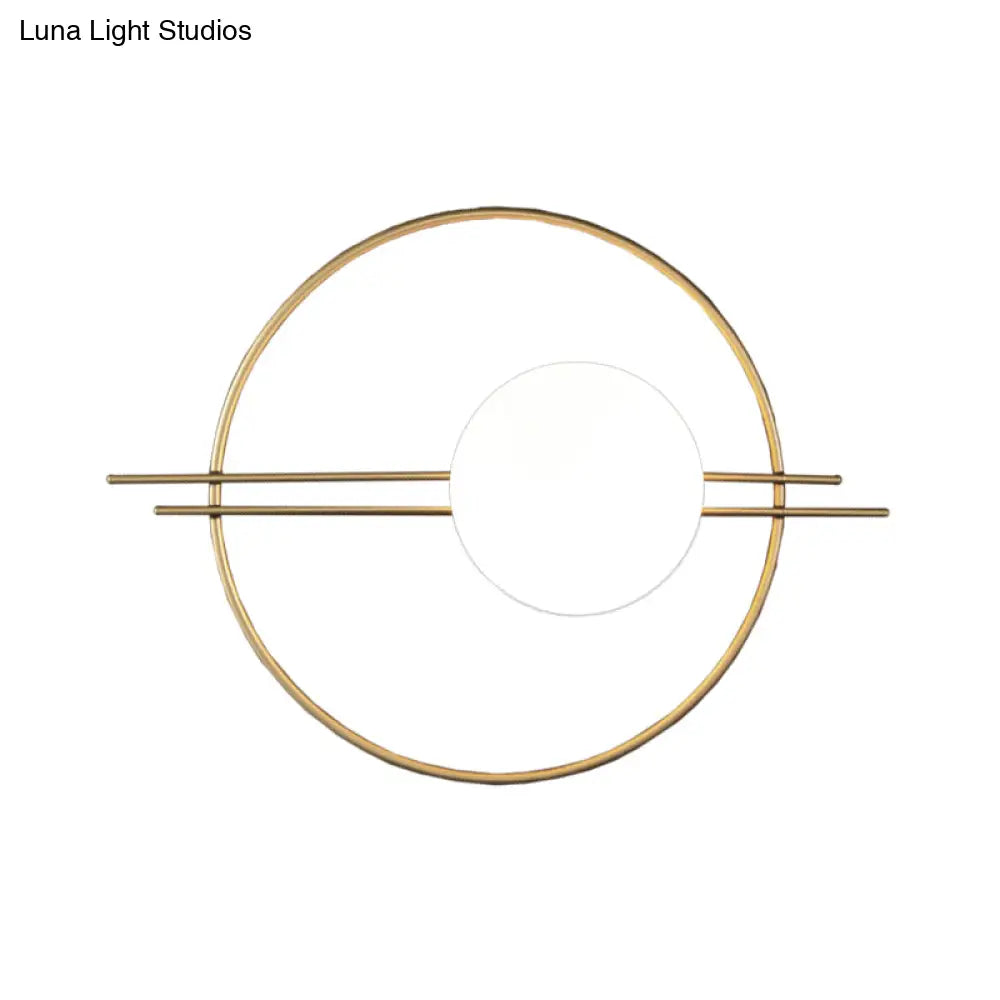 DecorBites™ Postmodern Wall Mounted Sconce Light with White Glass Shade in Black/Brass