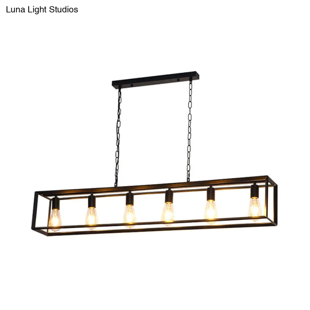 DecorBites™ Rectangle Island Pendant: Black/Brass, Classic Metal, 5/6 Bulbs - Perfect for Dining Room Ceiling Lighting