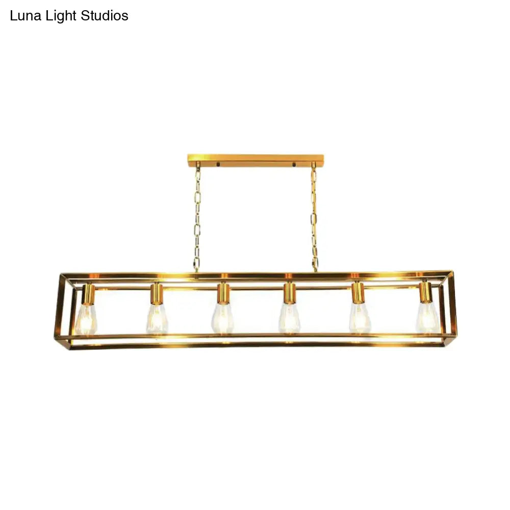DecorBites™ Rectangle Island Pendant: Black/Brass, Classic Metal, 5/6 Bulbs - Perfect for Dining Room Ceiling Lighting