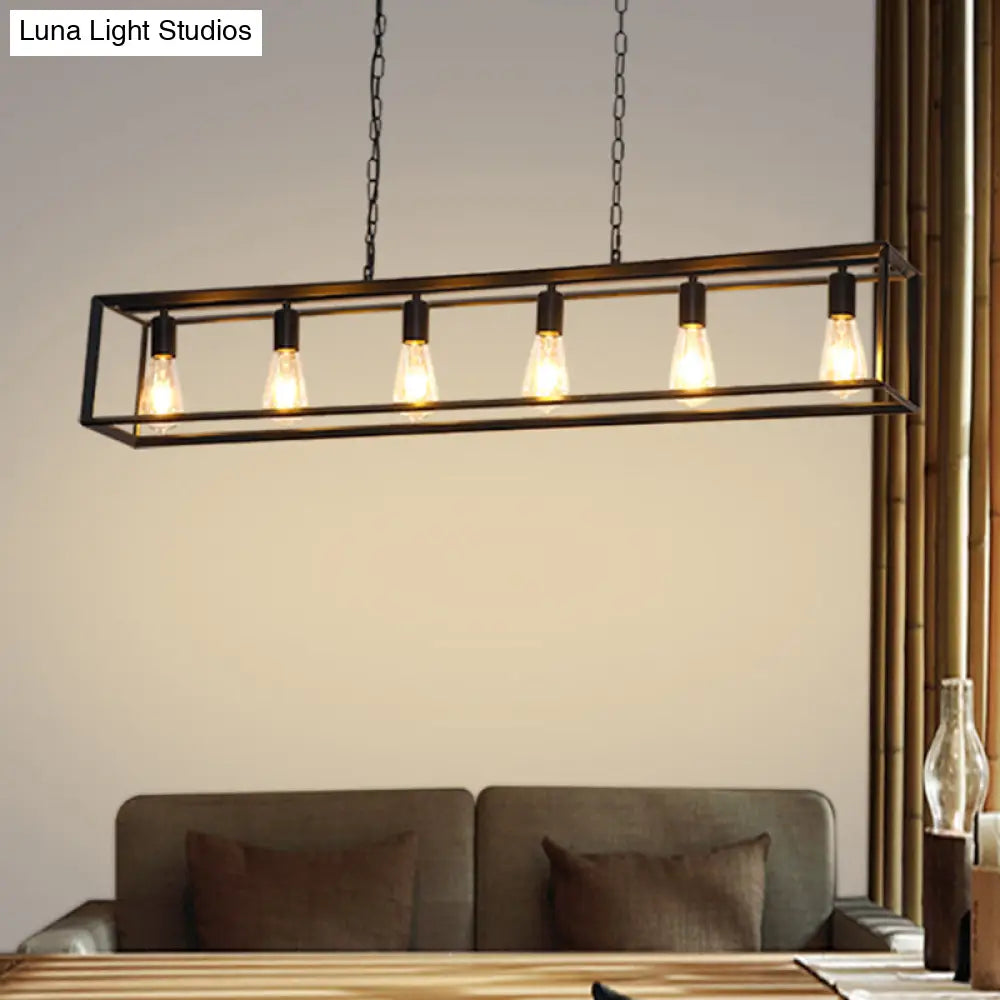 DecorBites™ Rectangle Island Pendant: Black/Brass, Classic Metal, 5/6 Bulbs - Perfect for Dining Room Ceiling Lighting