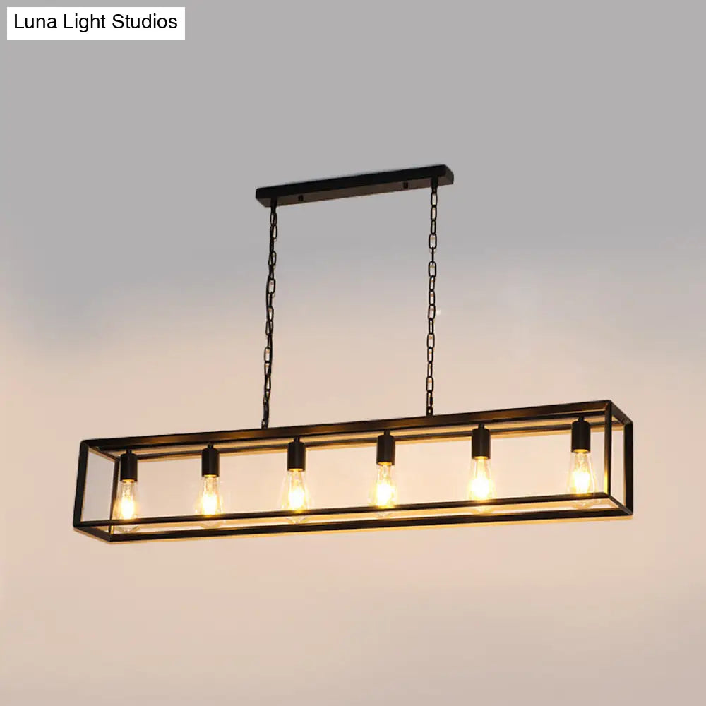 DecorBites™ Rectangle Island Pendant: Black/Brass, Classic Metal, 5/6 Bulbs - Perfect for Dining Room Ceiling Lighting