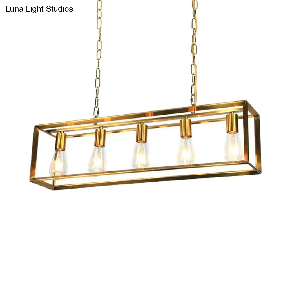DecorBites™ Rectangle Island Pendant: Black/Brass, Classic Metal, 5/6 Bulbs - Perfect for Dining Room Ceiling Lighting