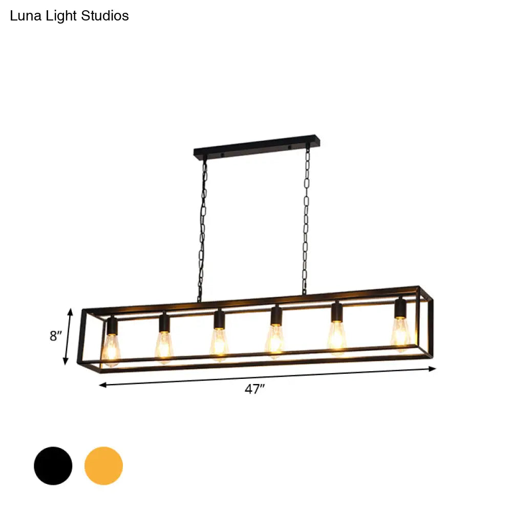 DecorBites™ Rectangle Island Pendant: Black/Brass, Classic Metal, 5/6 Bulbs - Perfect for Dining Room Ceiling Lighting