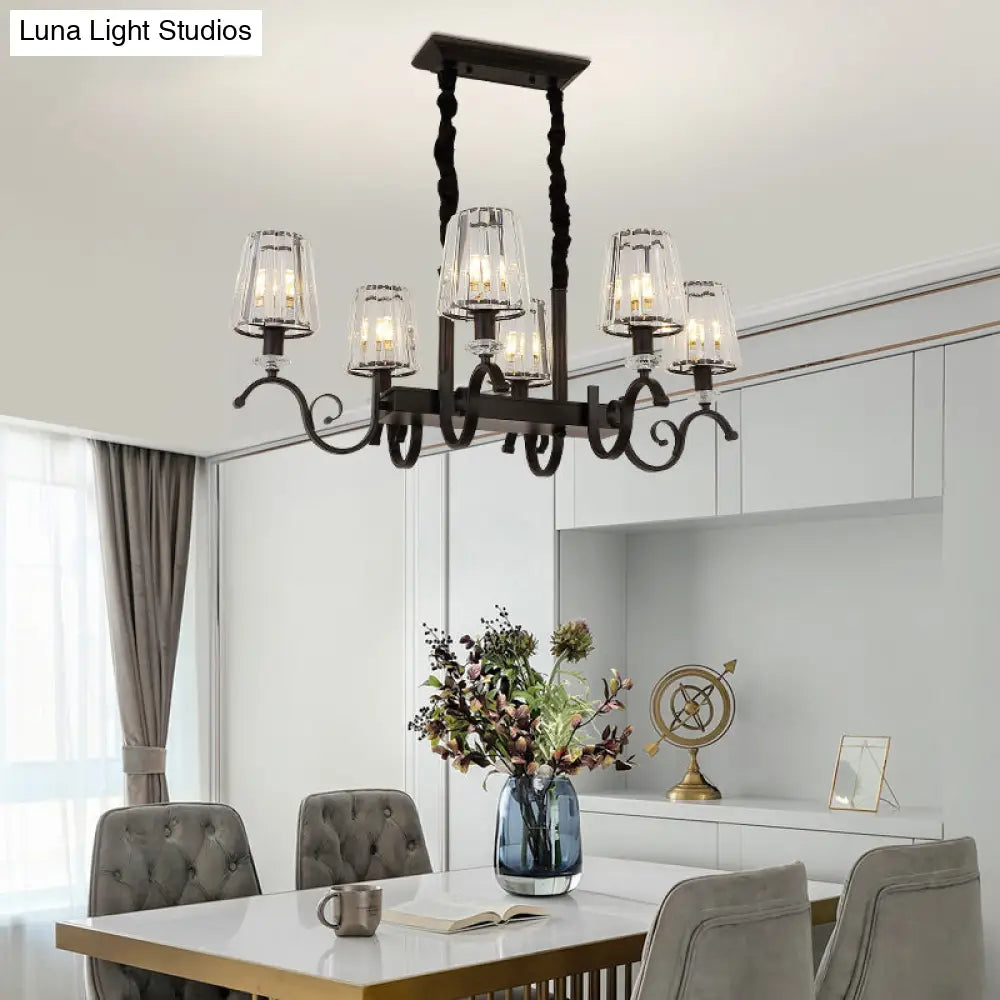DecorBites™ Retro Black Crystal Pendant Light for Dining Room - Conical Island Ceiling Light