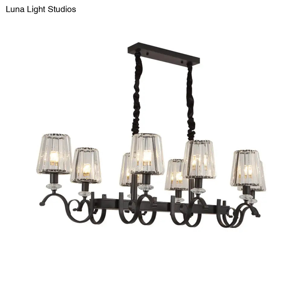 DecorBites™ Retro Black Crystal Pendant Light for Dining Room - Conical Island Ceiling Light
