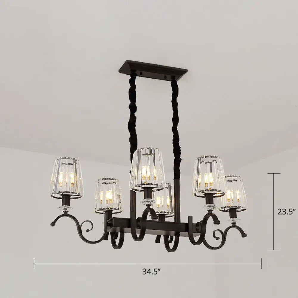 DecorBites™ Retro Black Crystal Pendant Light for Dining Room - Conical Island Ceiling Light