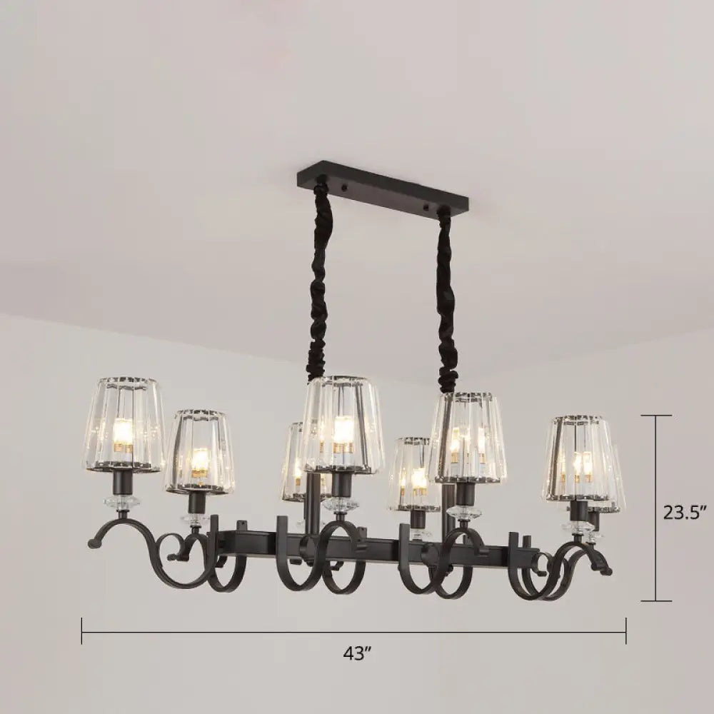 DecorBites™ Retro Black Crystal Pendant Light for Dining Room - Conical Island Ceiling Light