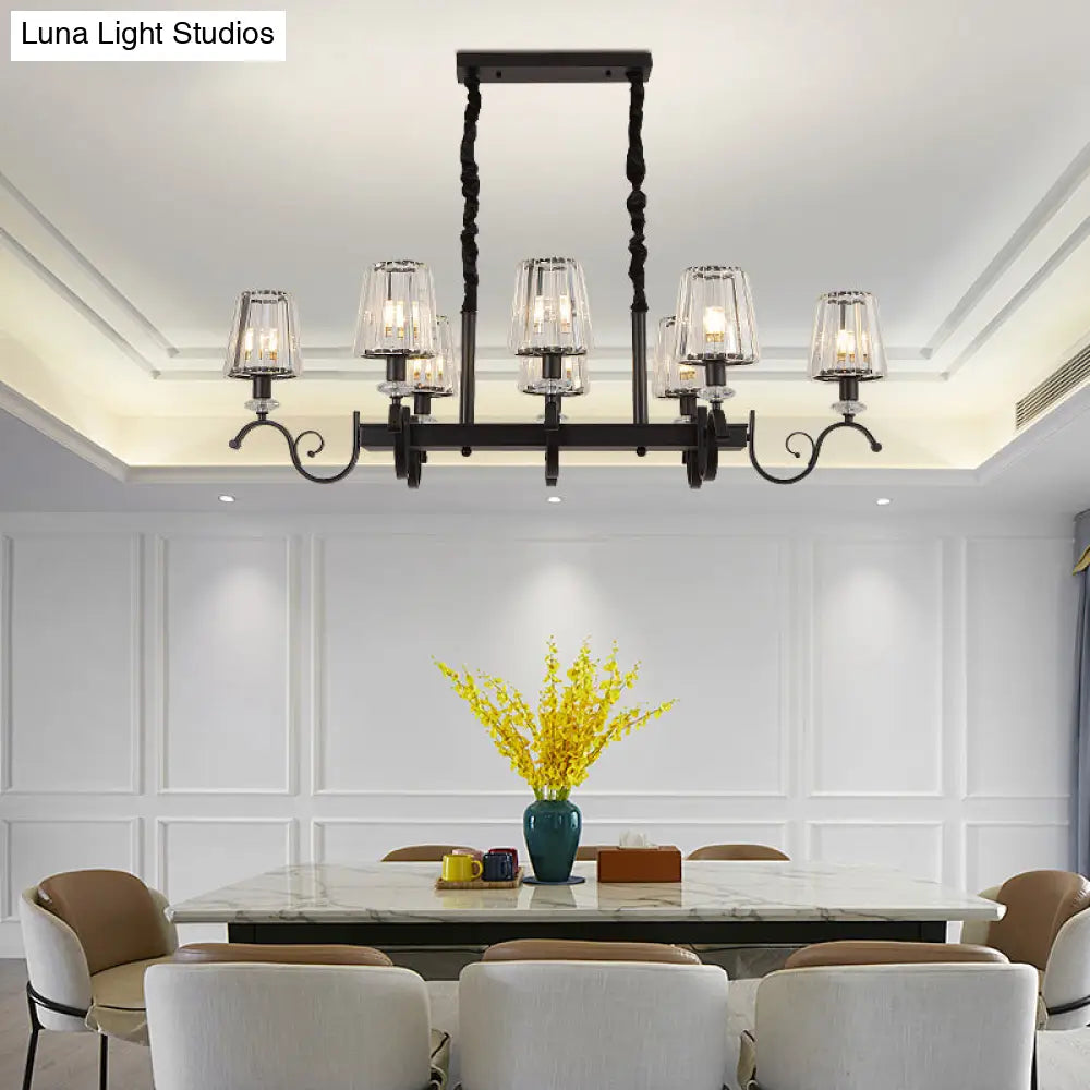 DecorBites™ Retro Black Crystal Pendant Light for Dining Room - Conical Island Ceiling Light