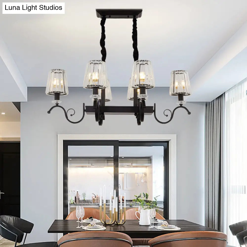DecorBites™ Retro Black Crystal Pendant Light for Dining Room - Conical Island Ceiling Light